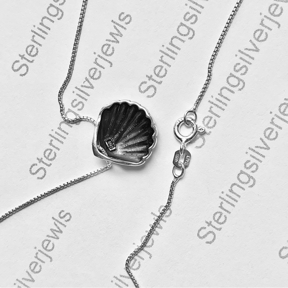 Sterling Silver Small Seashell Necklace, Beach Necklace, Silver Necklaces - Picture 10 of 14